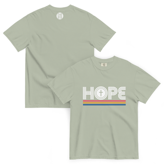 The Only Hope T-Shirt | Front and back view, bay beige color – Inspirational & Faith-Based Apparel