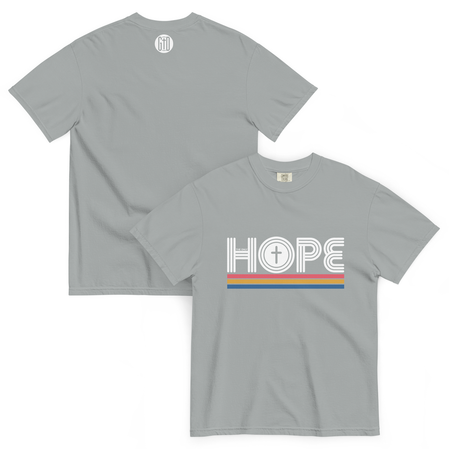 The Only Hope T-Shirt | Front and back view, granite grey color – Inspirational & Faith-Based Apparel