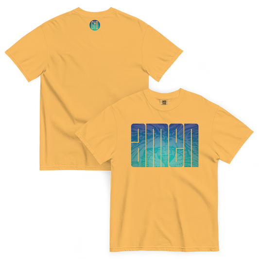 Amen T-Shirt | Front and back view, mustard yellow color – Inspirational & Faith-Based Apparel
