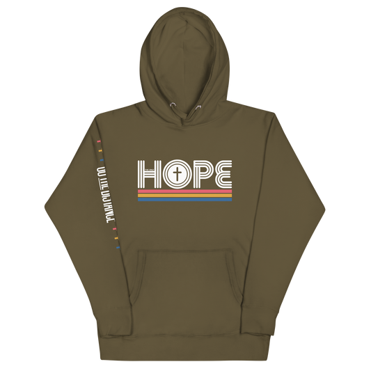 The Only Hope Premium Hoodie | Front view, military green color – Inspirational & Faith-Based Apparel