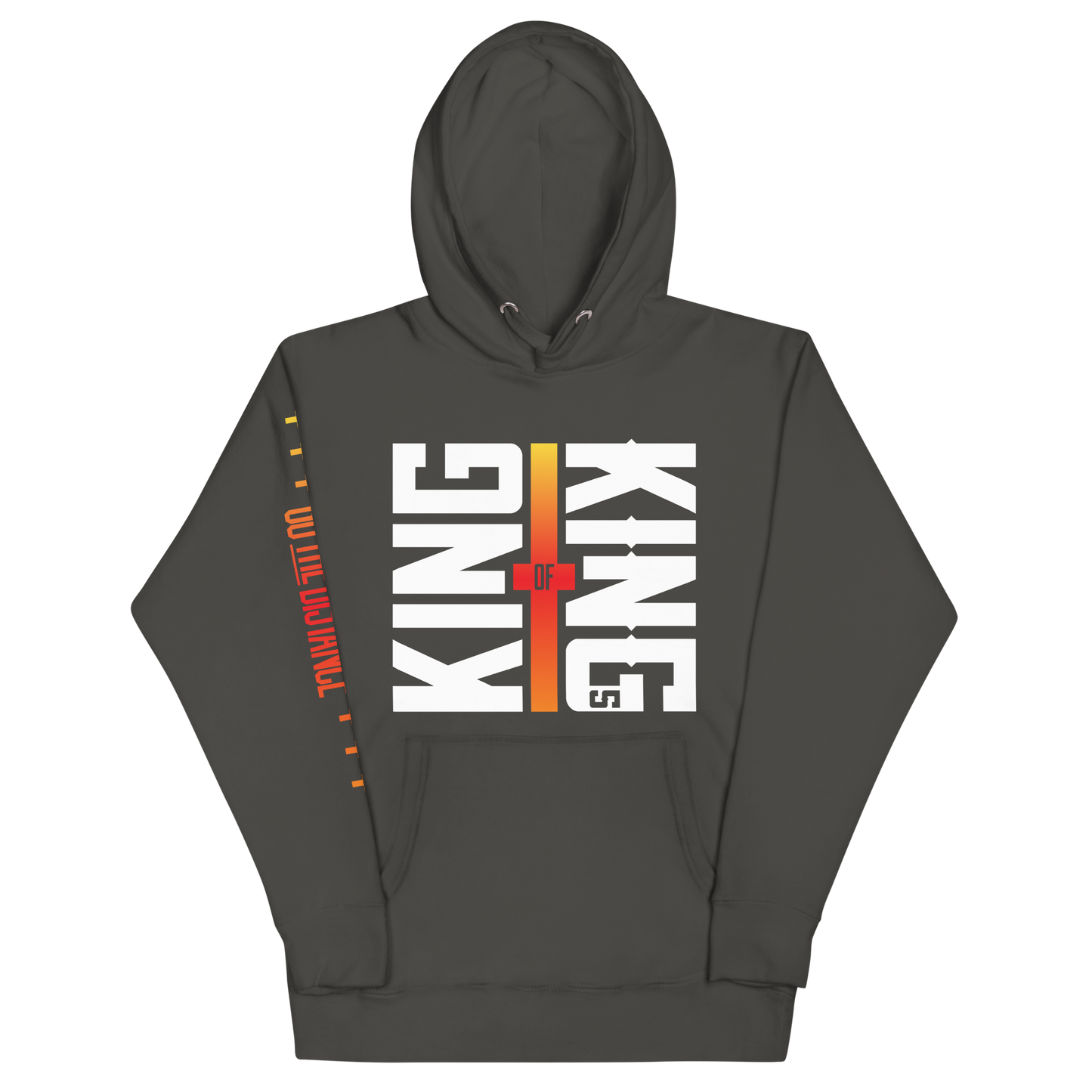 King of Kings Premium Hoodie | Front view, vintage black color – Inspirational & Faith-Based Apparel