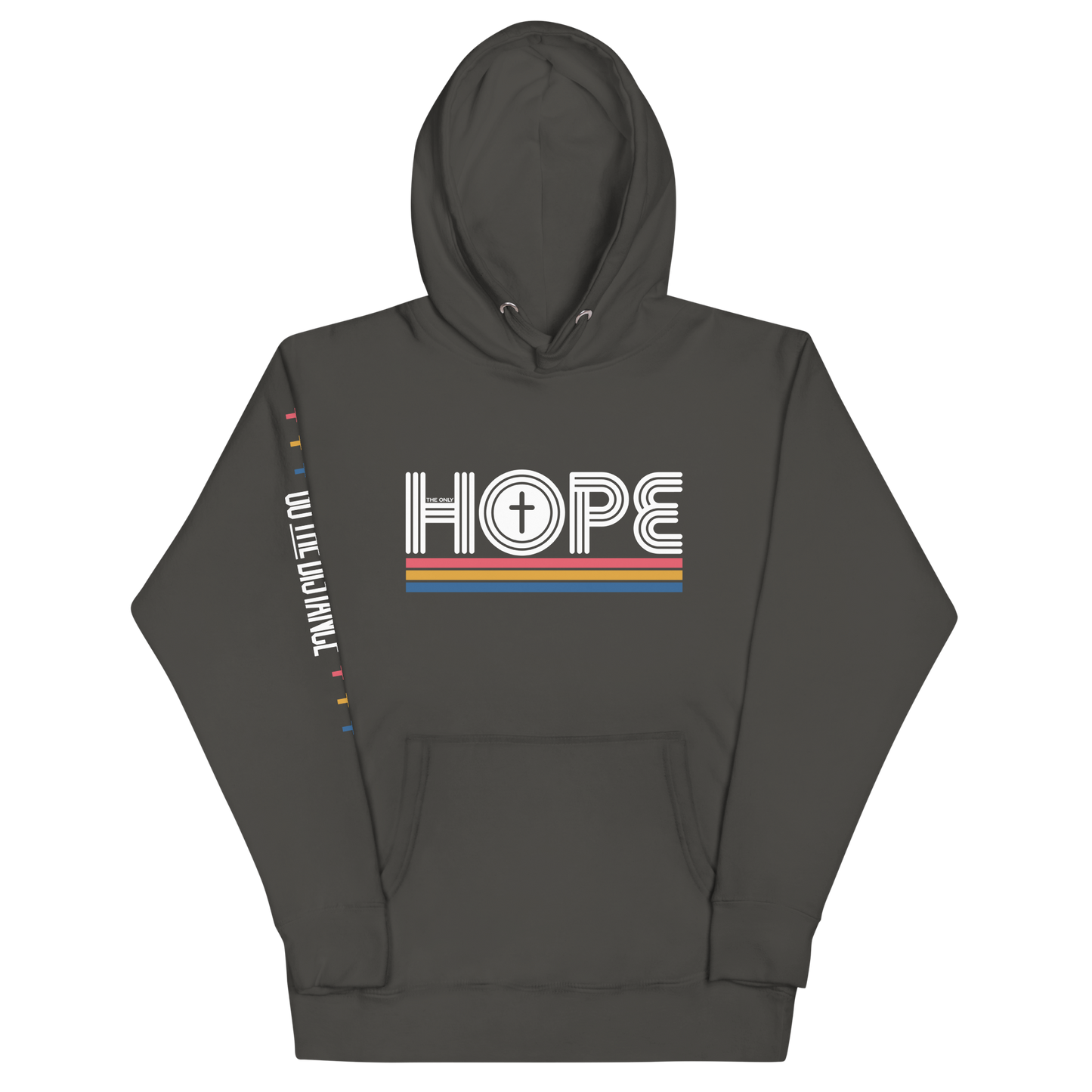 The Only Hope Premium Hoodie | Front view, vintage black color – Inspirational & Faith-Based Apparel