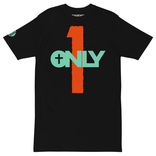 Only 1 T-Shirt | Front view, black color – Inspirational & Faith-Based Apparel
