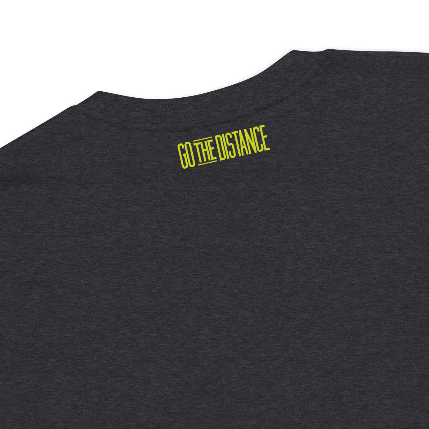 Long Live the Champ T-Shirt | Back detail view, charcoal heather grey color – Inspirational & Faith-Based Apparel