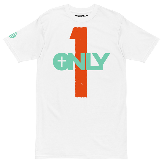 Only 1 T-Shirt | Front view, white color – Inspirational & Faith-Based Apparel