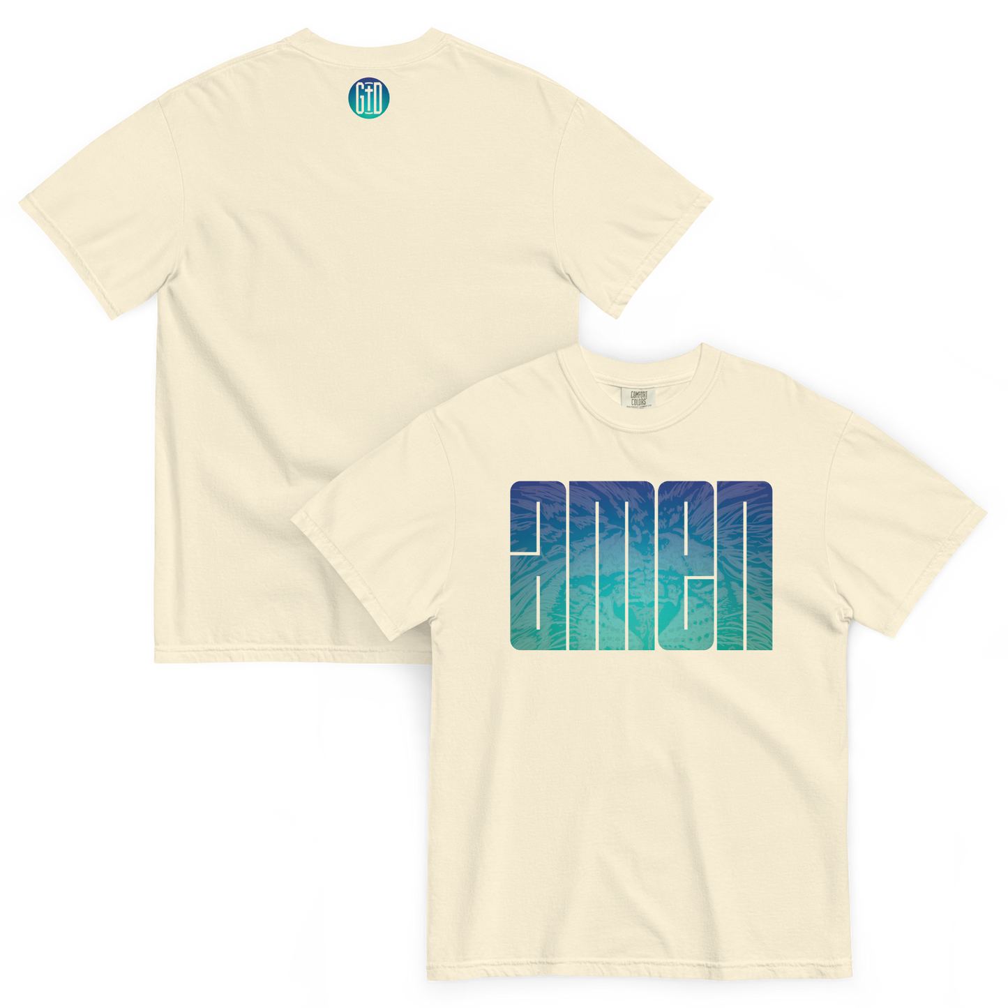 Amen T-Shirt | Front and back view, ivory white color – Inspirational & Faith-Based Apparel