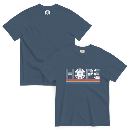 The Only Hope T-Shirt | Front and back view, midnight blue color – Inspirational & Faith-Based Apparel