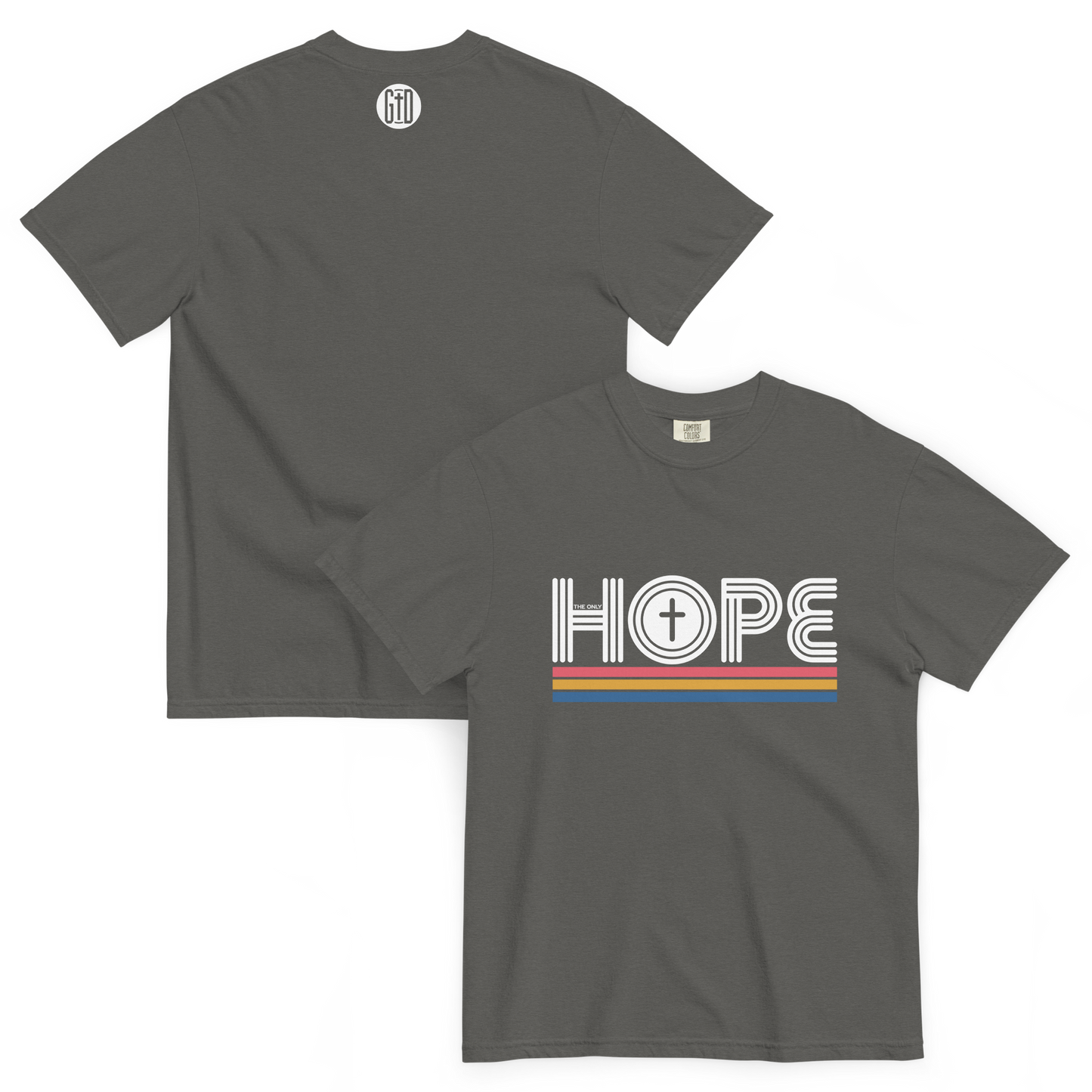 The Only Hope T-Shirt | Front and back view, pepper grey color – Inspirational & Faith-Based Apparel