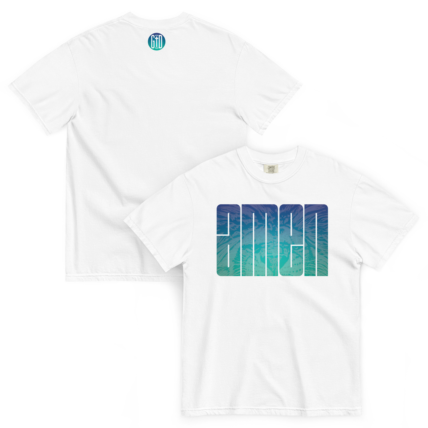 Amen T-Shirt | Front and back view, white color – Inspirational & Faith-Based Apparel