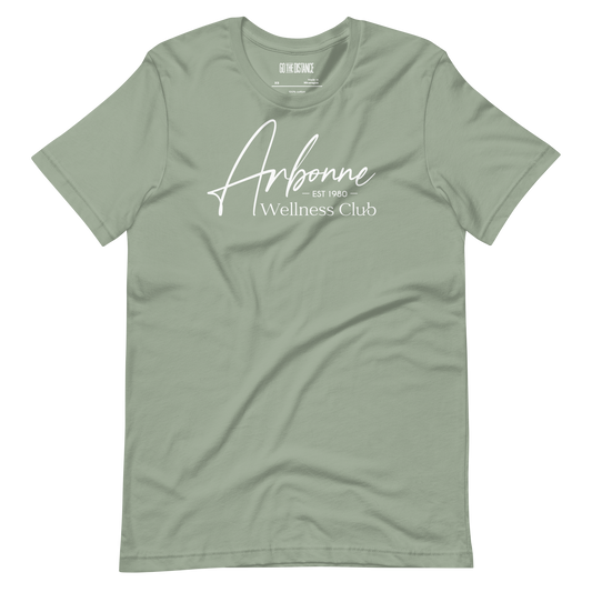 Wellness Club T-Shirt | Front view, sage green color – Premium Cotton Motivational Apparel