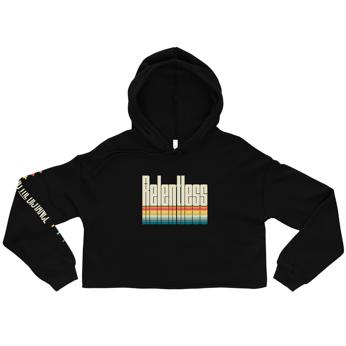 Relentless crop hoodie black - relentless compassion, soft cotton-poly blend